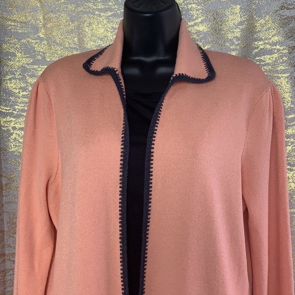 Anne Klein blush pink/orange knitted open cardigan/sweater - Picture 4 of 11